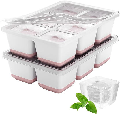 Optish Large Ice Cube Molds, 2 Pack Whiskey Square Ice Molds, 1.8 Inch Big Ice