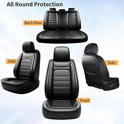 Suburban Car Seat Covers Fit for Chevrolet/Chevy Suburban 2007-2026, Full Coverage Leather Waterproof Breathable Seat Covers, Automotive Seat Protectors, Airbag Compatible, (5 Seats, Black)