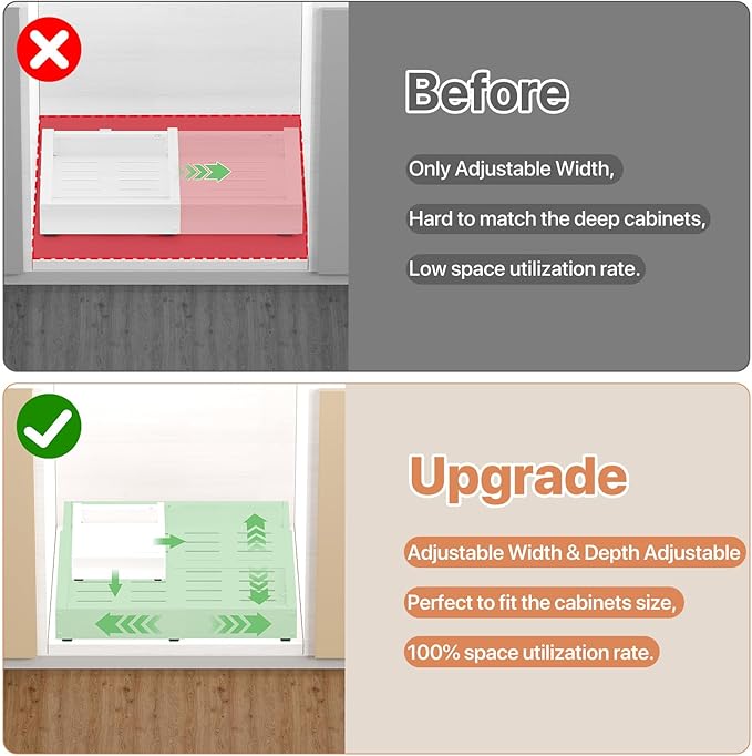 2 Pack Pull out Cabinet Organizer, Width Depth,