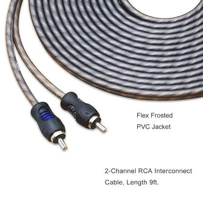 RECOIL RCI29 100% Oxygen Free Copper 9ft 2-Channel RCA Audio Cable, Twisted Pair with Noise Reduction