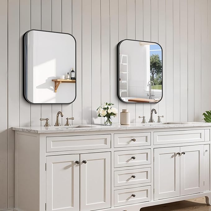 FORBATH Bathroom Mirror for Over Sink 18x24 Inch Black, Rectanglar Wall Mirror