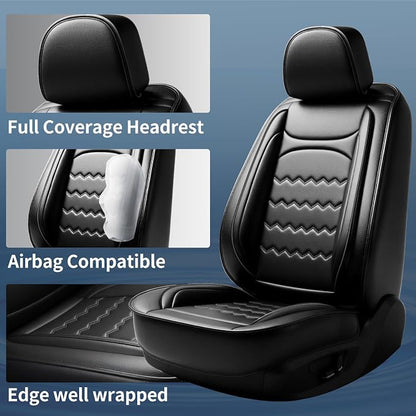 Impala Car Seat Covers Fit for Chevrolet/Chevy Impala 2014-2020, Full Coverage Leather Waterproof Breathable Seat Covers, Automotive Seat Protectors, Airbag Compatible, (2 Front Seats, Black)