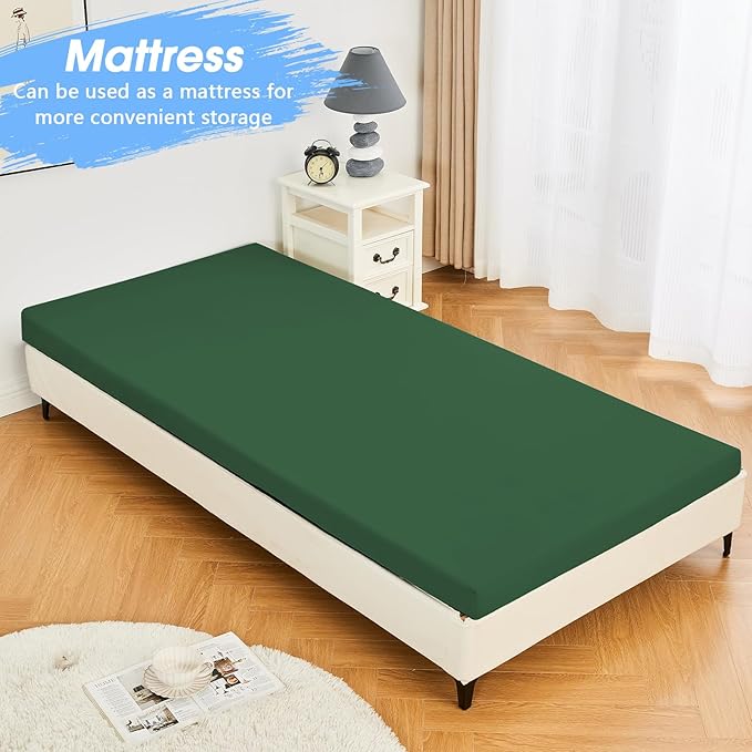 CYMULA Memory Foam Camping Mattress Pad,3inch Sleeping Pad for Camping,Non-Slip Bottom Floor Cot Car Mattress Bed with Retaining Portable Roll up Mattress Pad Mat for Travel Truck Guest Bed Tent
