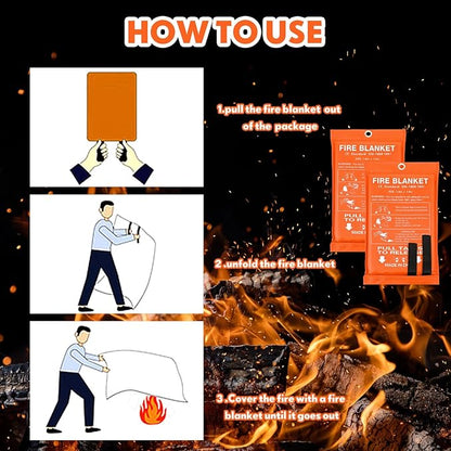 Macarrie 30 Pack 39??x 39??Fire Blanket Emergency for Home and Kitchen Safety Suppression Blanket Fiberglass Fireproof Survival for Fireplace Car Office Camping (Orange)