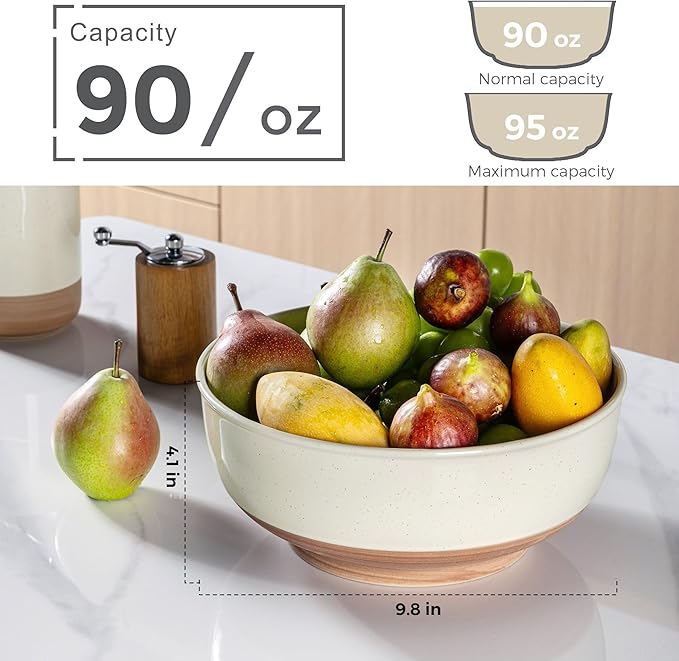 AmorArc 9.8’’ Ceramic Serving Bowls, 90 OZ Extra Large Salad Bowls Set of 2