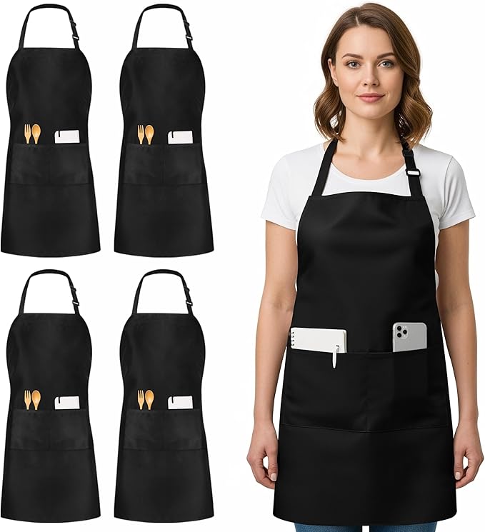 Utopia Kitchen 4 Pack Bib Apron Adjustable