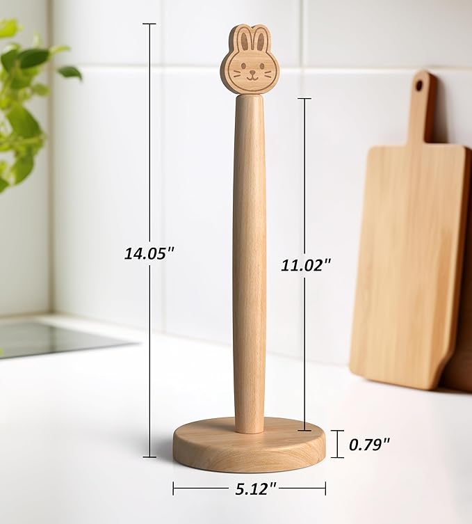 KitchLife Cute Wooden Paper Towel Holder Countertop