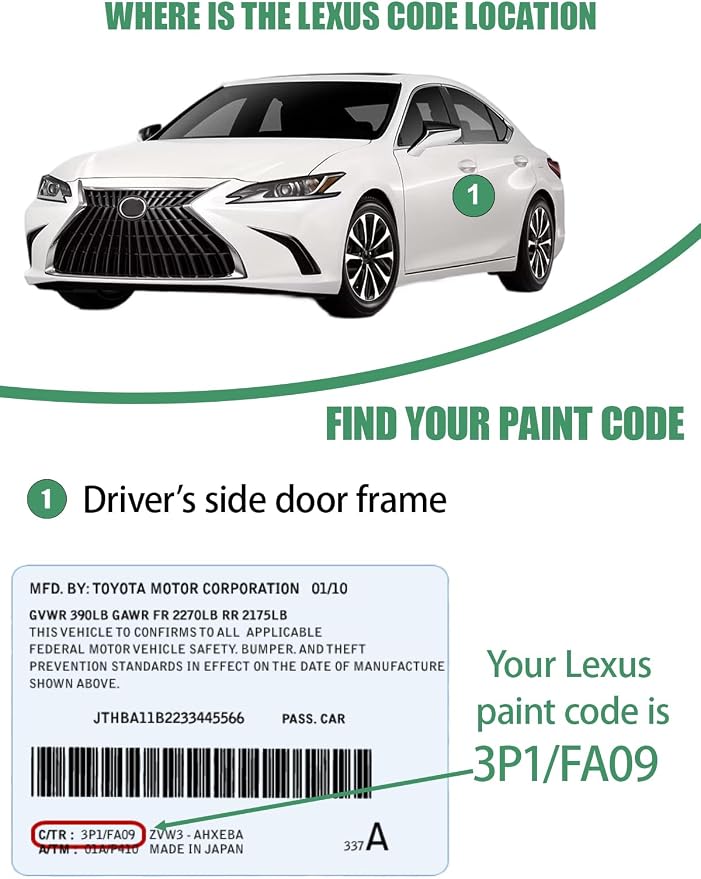 Grecian Water(8Y6) Touch Up Paint Pen for Lexus,Car Paint Scratch Repair Pen Quick and Easy Fix Auto Paint Scratch