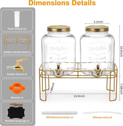 1.6 gallon Glass Beverage Dispenser