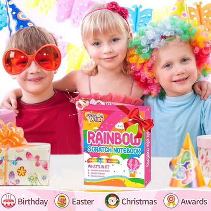 Party Favors for Kids: 4 Pack Rainbow Scratch Art Notebook Students Classroom Gifts Bulk for Girls Boys Goodie Bags Stuffers, Return Gifts for Birthday Party Favors Bulk Kids Crafts