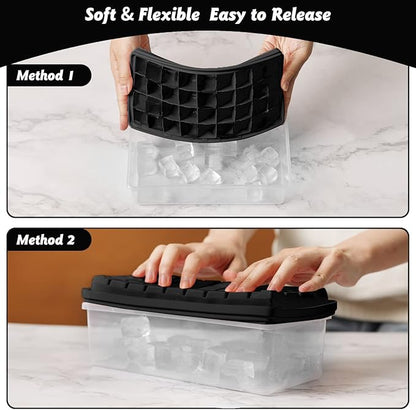 Silicone Ice Cube Tray with Leak-Proof Lid & Storage Bin