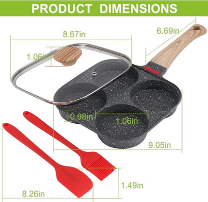 4-Cup Egg Pan, Premium Egg Pans Nonstick, Omelette Pan