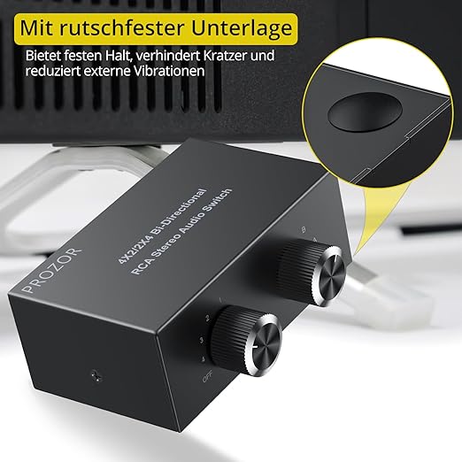 PROZOR 4-Way Stereo L/R Sound Channel Bi-Directional Audio Switcher, 2 in 4 Out