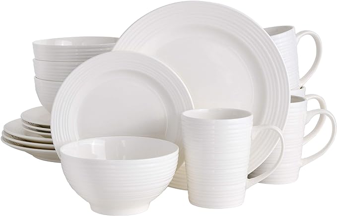 Gibson - 102504.16RM Gibson Home Amelia Court 16 Piece Dinnerware Set, White