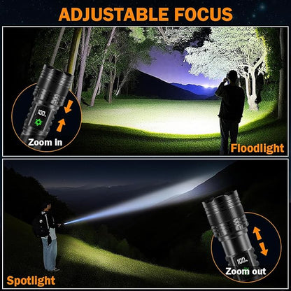 3Pack Rechargeable Flashlights High Lumens 9900FL, LED Flashlight Rechargeable with LCD Digital Display, 5Modes Adjustable Flash Light, Super Bright Flashlight Powerful, Tactical Flashlights for Home