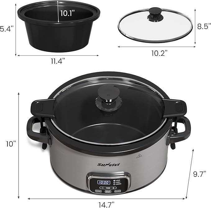 Sunvivi 4QT Slow Cooker, Programmable Pot