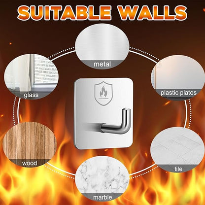 12 Pack Adhesive Wall Hooks for Fire Blankets, Stainless Steel Emergency Fire Blanket Hook Waterproof and Fireproof for Home Bathroom Office Indoor Outdoor Wall Hanging