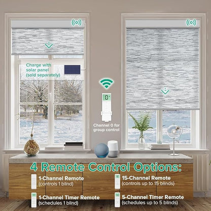 Kilonity Motorized Roller Shades, Light Filtering Remote Control Custom Window