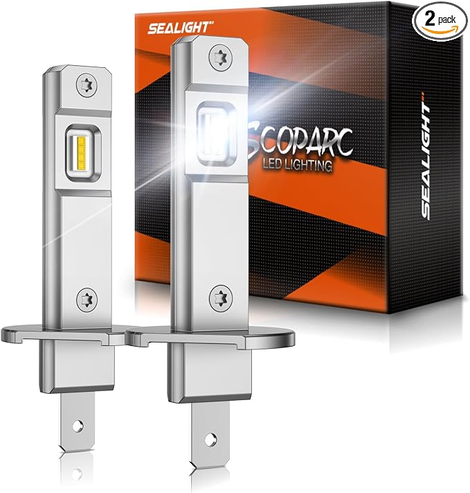 SEALIGHT H1 ATV Bulbs 30000LM Super Bright, Mini Size S6 H1 Light No Adapter Required No Cordless, 6500K Cool White, Plug-N-Play, Driving Fog Spot Light Assemblies, Pack of 2