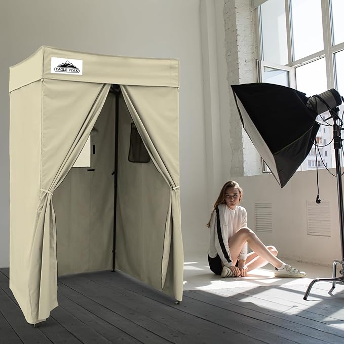 EAGLE PEAK Flex Compact 4x4 Pop-up Canopy Changing Room, Portable Privacy Dressing Room for Indoor Fashion Photoshoots, Camping, or Pool, Cream