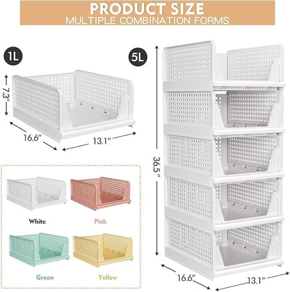 8 Pack Stackable Closet Storage Basket