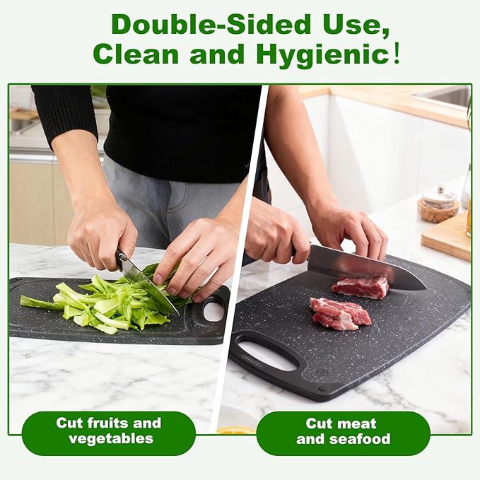 Cutting Boards Set, 15.7"×9.4" & 12.5"×7.7" Plastic Chopping Board Set