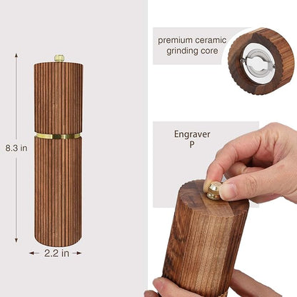 Wooden Pepper Grinder Pepper Mill, Adjustable Coarseness Salt Pepper Grinder