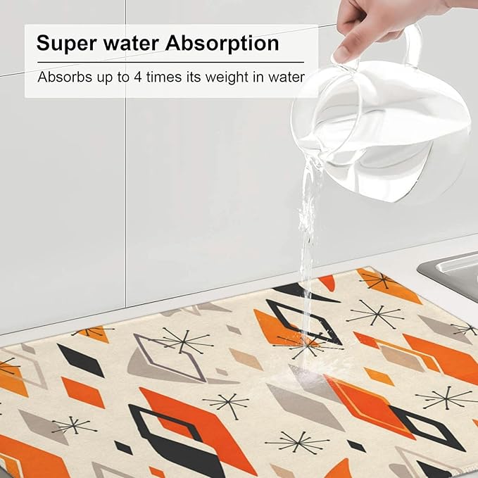 Retro Geometric Pattern Dish Drying Mat