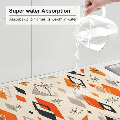 Retro Geometric Pattern Dish Drying Mat