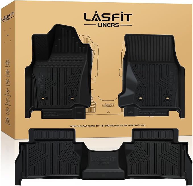 LASFIT Floor Mats for Toyota Tacoma 2024-2026 (Only Fit Hybrid) Double Cab, All Weather Floor Liner for Tacoma 2024 2025 2026 TPE Custom Fit Car Mats Front&Rear 2 Row Mats,Black