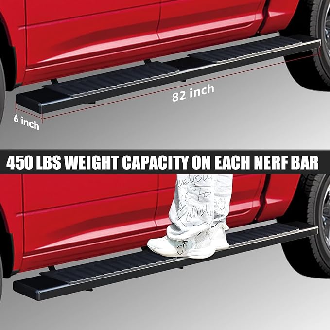 COMNOVA 6 Inch Running Boards Compatible with 2007-2021 Toyota Tundra Crew Max, Running Boards & Steps for Tundra (did not fit 2022-2026), Black Side Steps, Carbon Steel Nerf Bars Step Bars.
