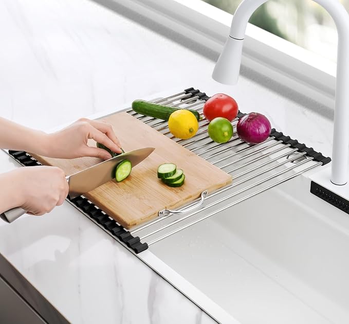 Tomorotec 17.7" x 15.5" Roll Up Dish Drying Rack Over Sink Drying Rack Sink