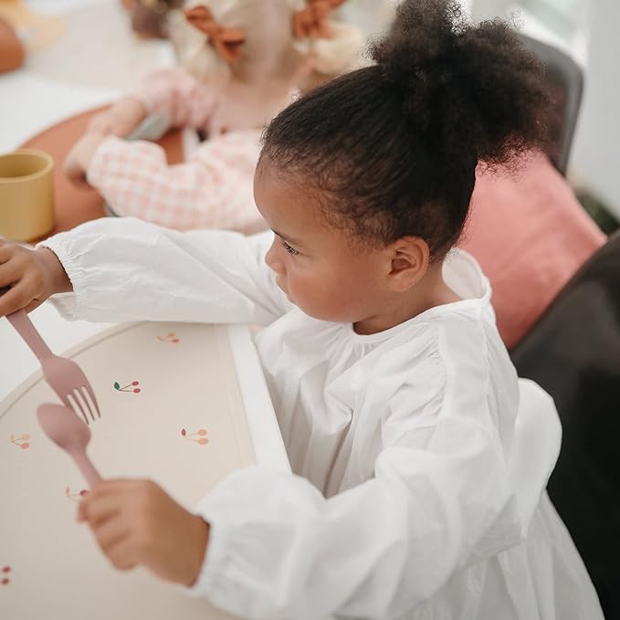 mushie Flatware Fork and Spoon Set for Toddlers | Made in Denmark (Blush)
