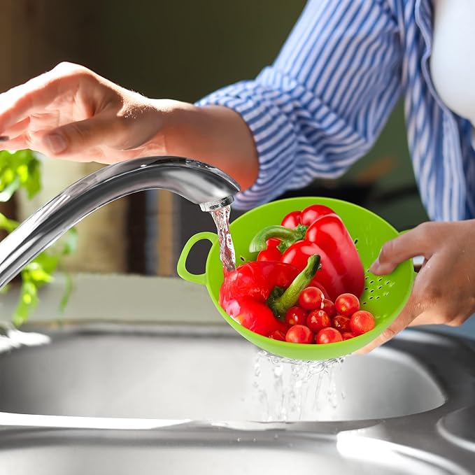 Meadow Lane 6-inch Small Colander, Dishwasher Safe, Double Handles, Compact
