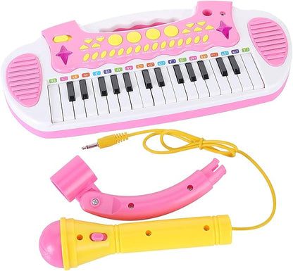 Love&Mini Piano Toy Keyboard for Kids - Birthday Gifts for 3 4 5 Years Old Girls Toys with 31 Keys and Microphone Musical Instrument Toys for Girls Gifts (Pink)