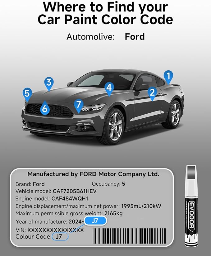 J7 Magnetic Metallic Touch Up Paint for Ford – Exact Match 2 in 1 Paint Pen for Chips and Nicks Repair