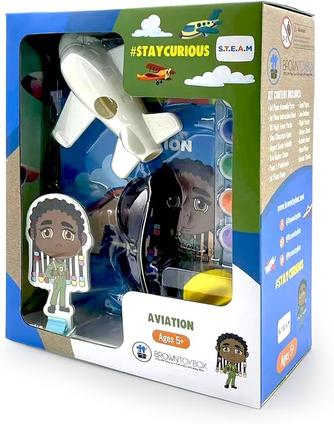 Brown Toy Box Dadisi Academy Skye Aviation STEM Science Kit | STEM Toy & DIY 3 D Airplane, Control Tower & Glider | Hands On Learning Gift for Boys and Girls Ages 4-8, Toys & Games Educational Set