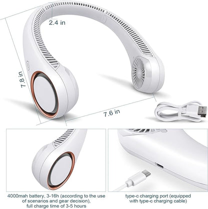 CIVPOWER Neck Fan: Portable Personal Neck Cooling Rechargeable Bladeless Fan