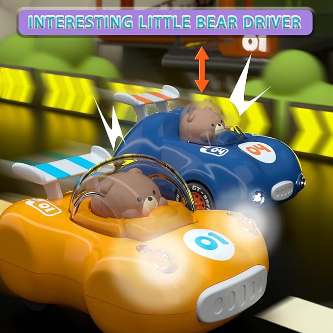1-3 Years Old Friction Power Car Toys, Push and Go Pull Back Trucks Suitable for Toddlers 1 2 3 Year Old Kids Toys for Boys and Girls Birthday Party (Purple)