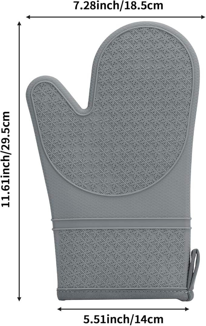 Hovico Silicone Oven Mitts, Heat Resistant 500F Kitchen Mitts 2PCS, 11.6"