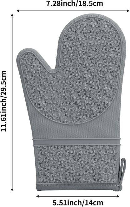 Hovico Silicone Oven Mitts, Heat Resistant 500F Kitchen Mitts 2PCS, 11.6"
