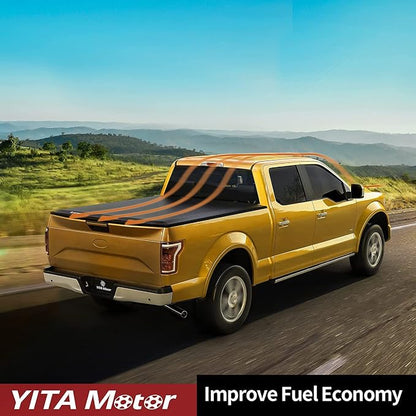 YITAMOTOR Soft Quad Fold Truck Bed Tonneau Cover Fits for Dodge Ram 1500 New Body Style 2019 2020 2021 2022 2023 2024 2025 2026, Fleetside 5.7 ft Bed Without Rambox