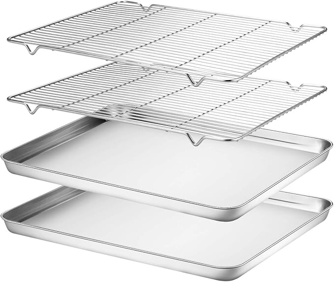 Wildone Baking Sheet & Rack Set, Stainless Steel Cookie Pan