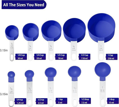 Measuring Cups and Spoons Set of Huygens Kitchen Gadgets 10 Pieces, Stackable