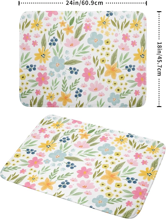 Spring Dish Drying Mat for Kitchen Counter Cute Floral Summer Holiday