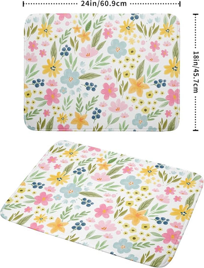 Spring Dish Drying Mat for Kitchen Counter Cute Floral Summer Holiday