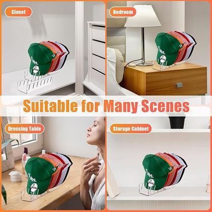 Hat Stand for Baseball Caps, 2 Pack No Install Acrylic Hat Organizer for 14