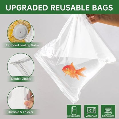 Vacuum Sealer, Handheld Compact Vacuum Sealer for Food, Portable Vacuum Machine Kit with 32 Reusable Sous Vide Zipper Bags, Cordless Food Sealer Machine for Travel Fresh & Sorage Meal Prep