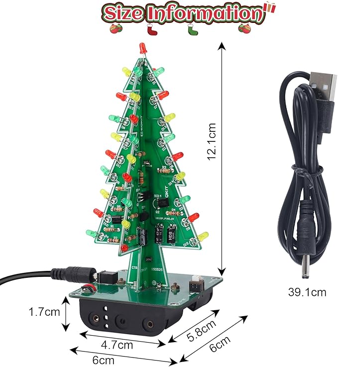 Christmas Tree Soldering Project, Icstation 3D Xmas Tree Soldering Kit with LED Flashing Lights DIY Soldering Practice 3 Colors Christmas Tree Assemble Kit for Learning Teaching STEM Educational
