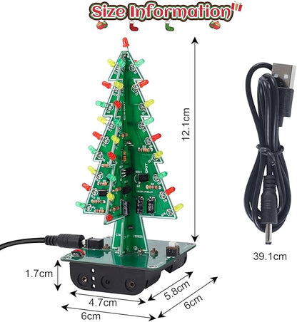 Christmas Tree Soldering Project, Icstation 3D Xmas Tree Soldering Kit with LED Flashing Lights DIY Soldering Practice 3 Colors Christmas Tree Assemble Kit for Learning Teaching STEM Educational